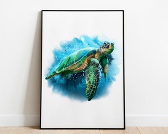 Honu Green Sea Turtle digital print Pacific instant download