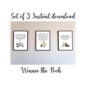 Winnie the Pooh Kinderzimmer Kunstdruck Printables - Kinderzimmer Zitate Digital Bundle -