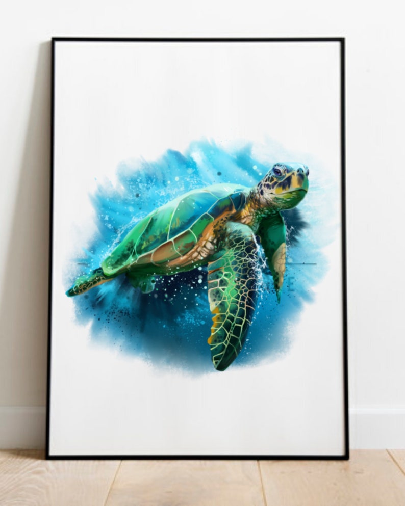 Honu Green Sea Turtle digital print Pacific instant download image 3