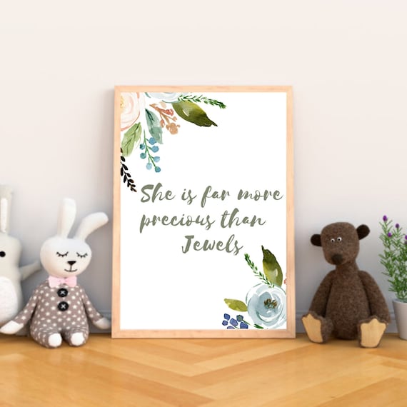 Bible Verse Nursery Wall Art Decor Floral Art Print Nursery Etsy