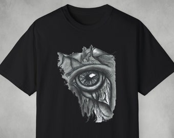 Trippy Eye Gothic Graphic T-Shirt, Edgy Alternative Shirt, Psychedelic Grunge Gift, Weirdcore Horror Tee, Surreal Punk Clothing, Rave Top