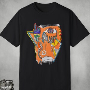 Trippy Alien Cyclops Tee, Surreal Eyeball Graphic Tshirt, Boho Festival Top, Psychedelic Streetwear Summer Gift, Abstract Face Art Print