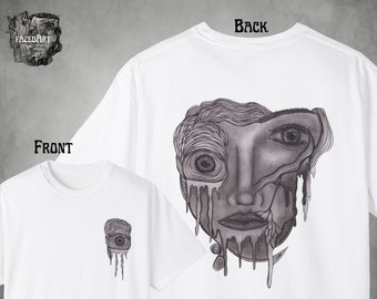 Dreamcore Grunge T-shirt, Trippy-gåva, Alt Edgy Fairy-t-shirt, Häxiga Punkkläder, Rave-outfit, Boho Hippie-tröja, Surrealistisk ansiktsillustration