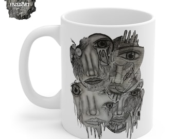 Cool Mug Gift, Trippy Boho Coffee Cup, Unique Fantasy Gift, Witchy Abstract Mug, Dark Academia, Creepy Cottagecore Mug, Psychedelic Gift