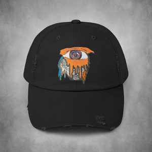 Colorful Boho Baseball Cap, Cool Unisex Hat, Third Eye Festival Hat, Unique Cool Gift, Trippy Eyeball Print, Alt Grunge Clothing, Alien Tee