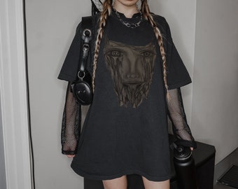 Camiseta gráfica de arte oscuro, camiseta alternativa atrevida, ropa gótica, estética grunge dreamcore, camisa cottagecore, camiseta de calavera Y2k, psicodélica