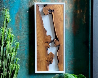 Handmade Live Edge Wood Wall Art: Silverberry Tree with Black Frame