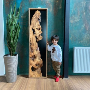Handmade Live Edge Olive Wood Wall Art with Black Frame