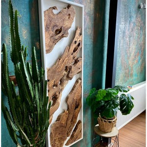 Handmade Live Edge Wood Wall Decor with Black Frame, Custom Made Wooden Wall Art, Wooden Rustic Wall Art, Unique Home Gift