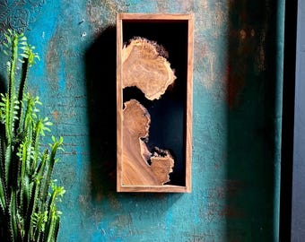 Handmade Live Edge Wood Wall Art with Black Frame