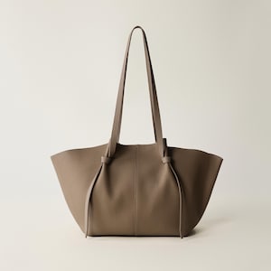 Minimal Leather Handbag,Genuine Leather Tote Bag,Trendy Shoulder Bag