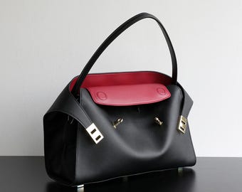 Minimal Handbag,Genuine Leather Tote Bag,Design Leather Top Handle