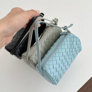 Small Woven Tote Bag,Cow Split Leather Shoulder Bag,Classic Design Handbag