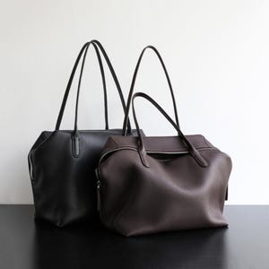 Genuine Leather Top Handle Bag,Classic Minimal Tote Bags, Large Leather Tote