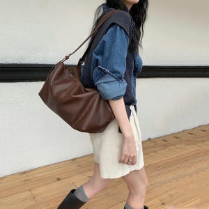 Leather Tote Bag,Trendy Shoulder Bag,Minimalist Handbag