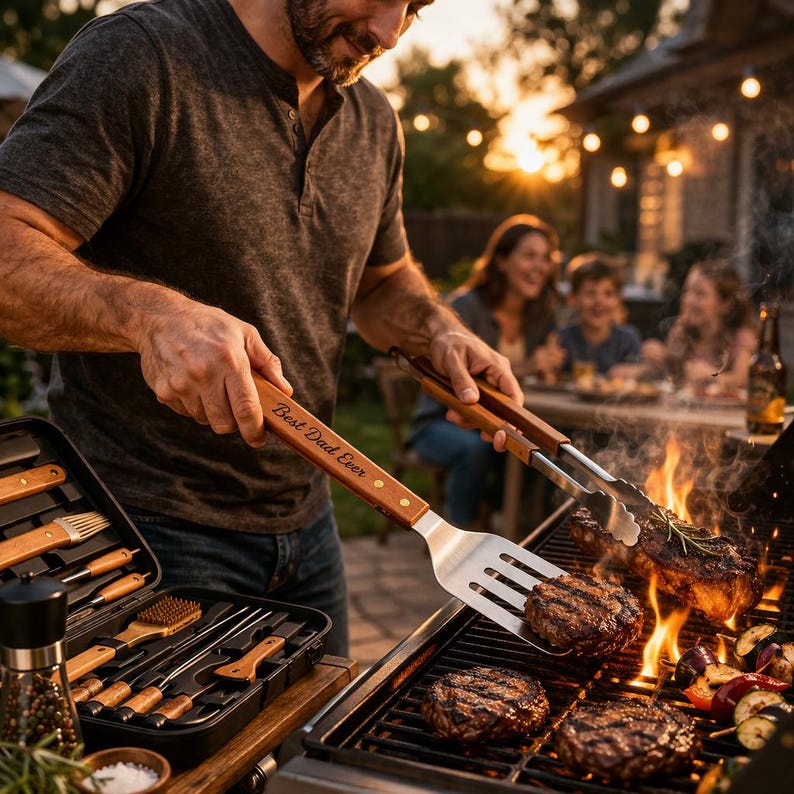 Custom Grilling Tools Personalized BBQ Grill Tool Set With Case – Engraved Wooden Handle ...