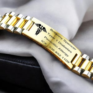 Medical Alert bracelet - Emergency Bracelet - medical ID Bracelet - Allergy Alert Bracelet - Personalized Medical ID Bracelet