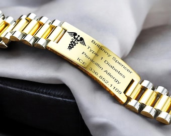 Medical Alert bracelet - Emergency Bracelet - medical ID Bracelet - Allergy Alert Bracelet - Personalized Medical ID Bracelet