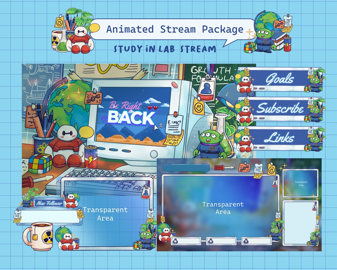 Animated Science Room Stream Package | Cute Study & Lab Stream Assets ...