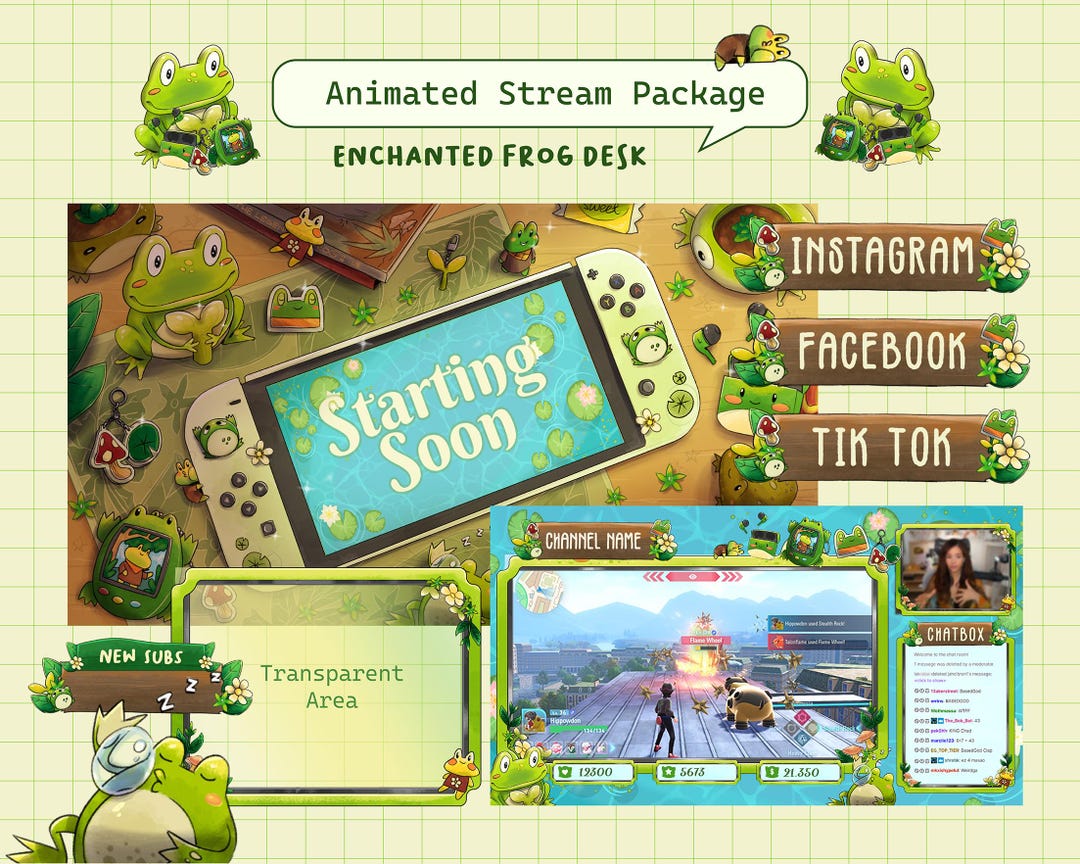 Enchanted Frog Stream Overlay: Cozy Lofi Twitch & Youtube Package ...