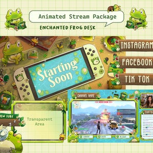 Verzauberter Frosch Stream Overlay: Cozy Lofi Twitch & YouTube Paket (Digitaler Download