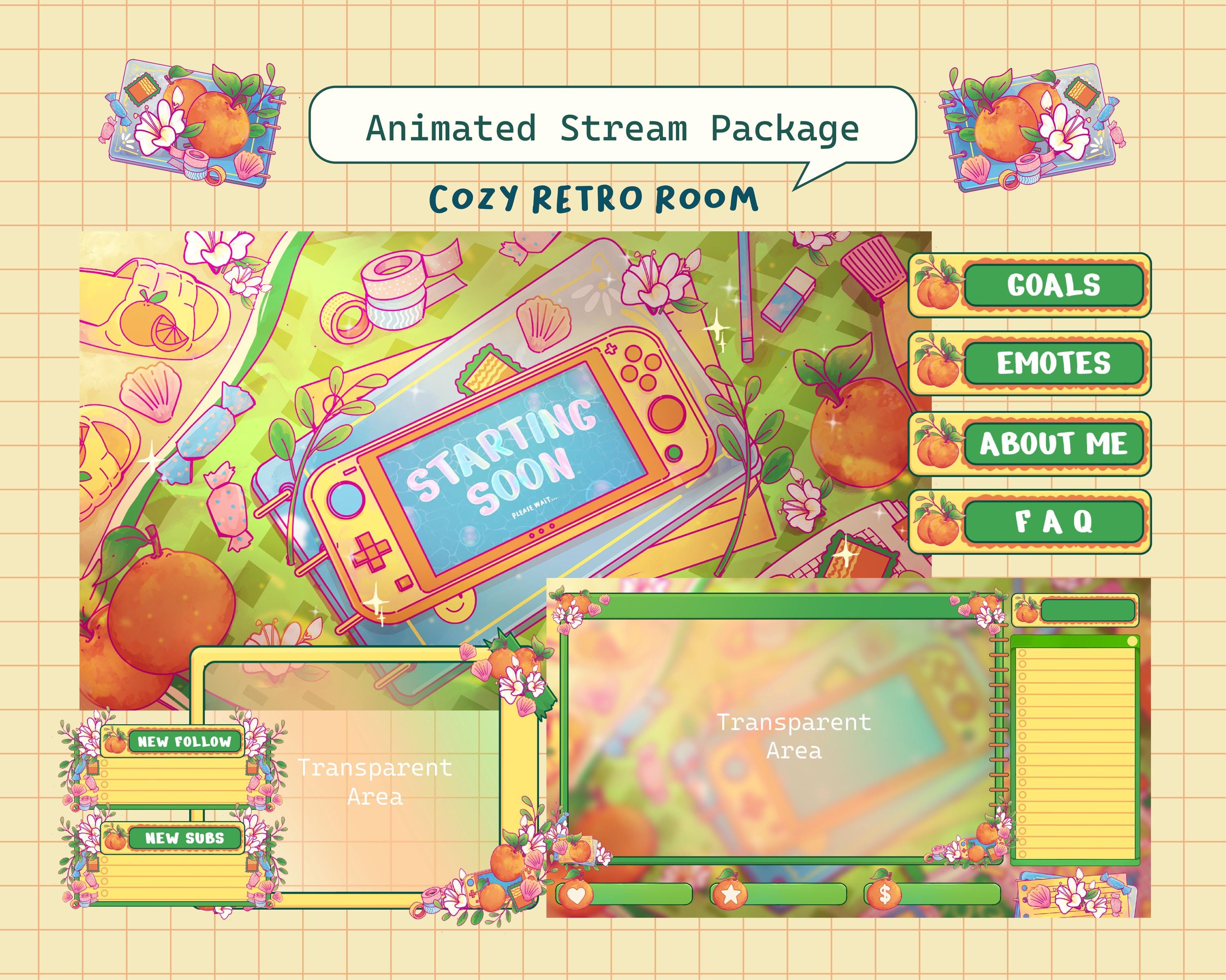 Summer Retro Room Stream Overlay Package | Animated Summer Twitch ...