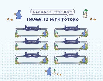 Alertas animadas de Twitch de Totoro, superposición de Vtuber (descarga digital)