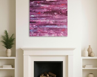Purple Beach - Original Acrylic Painting 80 x 80 cm • Signature Piece • Violet Abstract Art Canvas • Modern Wall Art • Exhibition New York