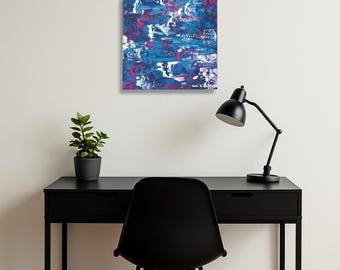 Sea Corals - Abstract Ocean Painting • Original Acrylic on Canvas • Blue, Turquoise & Magenta • Modern Wall Art in Sea Colors • Hand-Painted