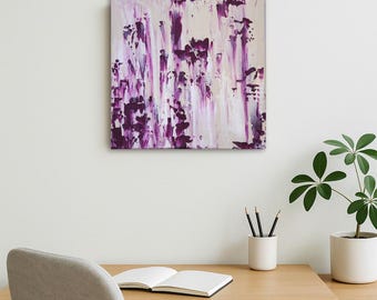 Purple Orchids - Abstract Floral Orchid Painting • Beige & Violet • Original Acrylic on Canvas • Modern Wall Art • Hand-Painted Art