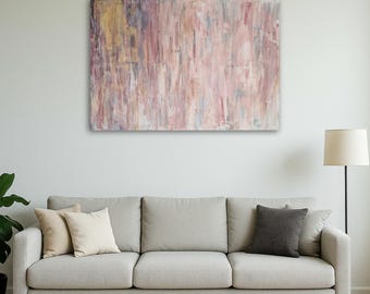 Rainbow Canyon - Abstract Acrylic Painting 70×100 cm | Modern Wall Art in Pink and Colors | Original Canvas Print | Positive Energy Art