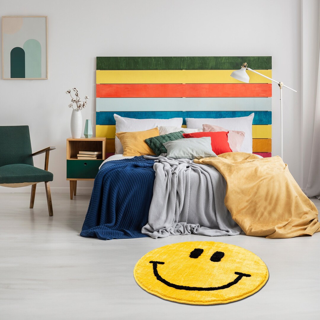 Smiley Face Rug Hand Tufted Smiley Rug for Kids Room Smiley Face Area ...