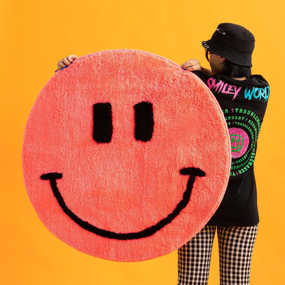 Smiley Rug Hand Tufted Smiley Face Rug for Kids Room Smiley Face Area ...
