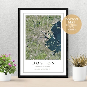 Mapa de la ciudad de Boston, descarga digital JPG para regalar a sus familiares y amigos, impresión de mapas para su hogar o cualquier espacio de oficina.