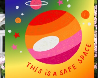 Bandera de jardín del orgullo LGBTQ, diseño de espacio exterior seguro
