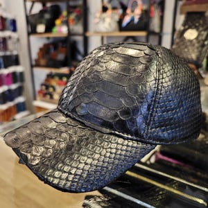 Vatertagsgeschenk, luxuriöse italienische schwarze Python-Baseballmütze, Baseballmütze, echtes Python-Leder, Premium-Geschenk, Python-Schlangenleder,