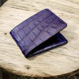 Father’s Day gift, Alligator Leather Wallet Mens, Bifold Wallet, Handmade Minimalist Wallet,  Card Wallet, Cute Slim Wallet, gift for men,