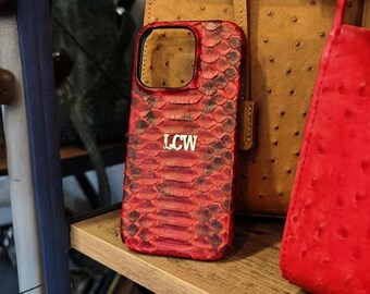 Italian Python Leather iPhone 16 15 14 13 12 Pro and Pro Max Case , Luxury Python Leather iPhone Cases , exotic leather, mother&#39;s day