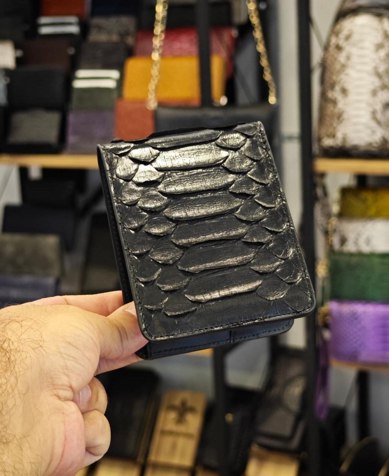 Men Wallet Genuine Python Snake Leather Black Personalized Gift ...