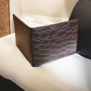 Father’s day Alligator Leather Wallet Mens, Bifold Wallet, Handmade Minimalist Wallet,  Card Wallet, Cute Slim Wallet, Annivery gift