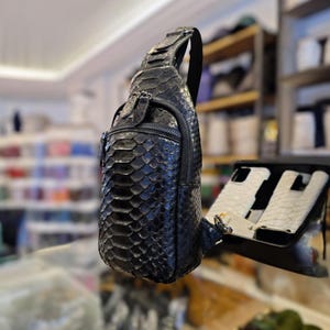 Handmade Python Leather Bag  For Men - Stylish Python Pattern Design, Genuine Python Leather Bag, Best gift, chrismast gift, Valentine's day