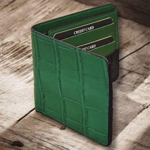 Alligator Leather Wallet Mens, Bifold Wallet, Handmade Minimalist Wallet,  Card Wallet, Cute Slim Wallet, Compact Wallet,Father’s day gift