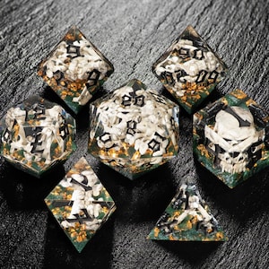 Dice Set, Skull & Bones Dice, DND Dice Set, RPG, Sharp Edges Dice
