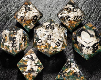 Dobbelstenenset, Skull & Bones-dobbelstenen, DND-dobbelstenenset, RPG, Sharp Edges-dobbelstenen