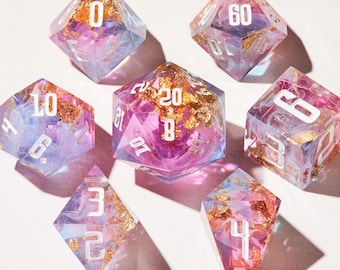 Handmade DnD Dice Set, RPG Dice Collection, Epoxy Resin Dice Set - Fae Treasury, Poisoned Peony, Queen of Thorns