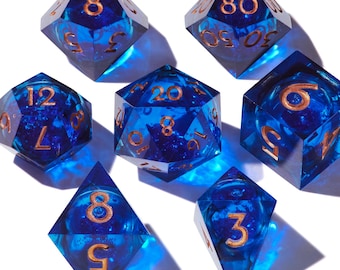 Handmade Dice Set, Liquid Core Dice, Dungeons & Dragons, DND Dice - Royal Sapphire, Sakura Dream, Lavender Crystal