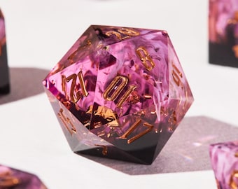 Handmade DnD Dice Set, RPG Dice Collection, Epoxy Resin Dice Set - Poisoned Peony, Fae Treasury, Queen of Thorns