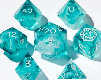 Handmade RPG Dice Sets Dice Bell Branded Dice Set DND Dice | Spellwave Dice, Teal Arcana, Azure Magic