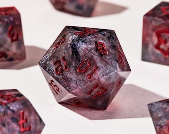 Dice Set, RPG Dice Collection, Handmade Epoxy Resin Dice Sets - Golden Dune, Mists of Barovia, Arcane Amber