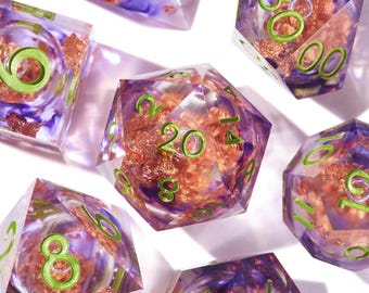 Liquid Core Dice Set, DnD Dice Set, Handmade Epoxy Resin, D&D Dice